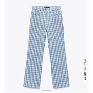 NWT ZARA GINGHAM MINI FLARE PANTS